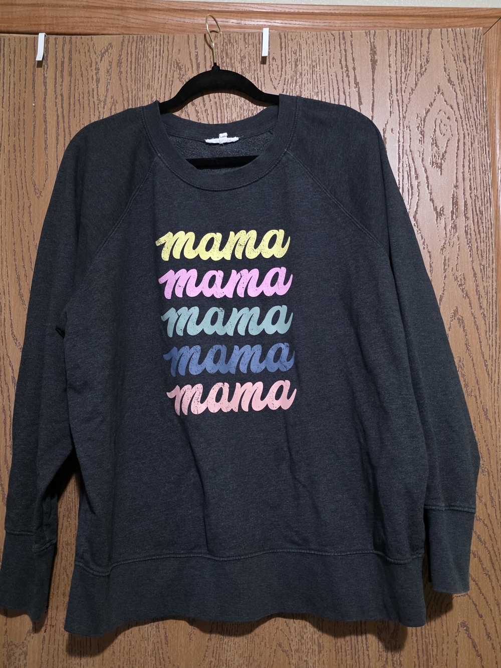 Mama Graphic Sweatshirt - Dark Gray with Multicolor Text